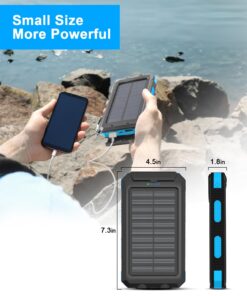 ERRBBIC Solar Power Bank Portable Charger 38800mah Waterproof Battery Backup Charger Solar Panel Charger with Dual LED Flashlights and Compass for All CellPhones, Tablets, and Electronic Devices Blue 1 Count (Pack of 1) 22 71wSA3lczzL