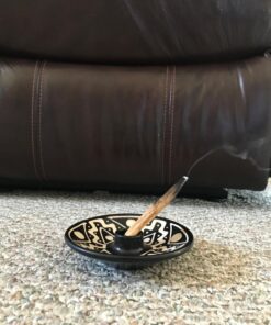 Luna Sundara Authentic Peru Pottery Palo Santo Stick Holder and Incense Holder Includes 5 Palo Santo Sticks Handmade Ceramic Smudge Bowl Sage Holder Palo Santo Holder (Black and White) Black and White 35 71wSi52C9nL