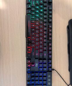 Rii RK100+ Multiple Color Rainbow LED Backlit Large Size USB Wired Mechanical Feeling Multimedia PC Gaming Keyboard,Office Keyboard for Working or Primer Gaming,Office Device RK100+ Rainbow LED Backlit 27 71wTmahBHdL