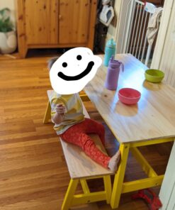 Amazon Basics Indoor Kids Table and Bench Set, Natural 32 71wVD GYaRL