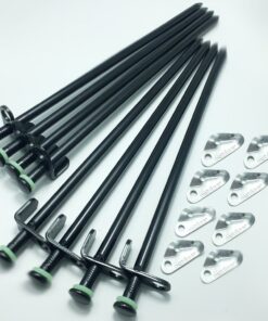 AITUSHA Tent Stakes Heavy Duty 12-Inch Forged Steel Unbent Tent Pegs – Ideal Camping Stakes for Rocky/Hard Places (Fluorescent Rubber Circle and Rope Tensioner Included) (12in 8-Pack) Gray 7 71wVk9KjBEL