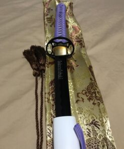 Handmade Japanese Samurai Katana Sword 41 inch 1095 High Carbon Steel/Damascus Folded Steel Full Tang Katana for Man Gift Cosplay Decoration Self Defense Black,Purple 19 71wWF1EcxAL