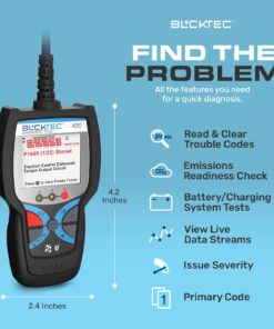 BLCKTEC 420 Bluetooth OBD2 Scanner Diagnostic Tool - Vehicle Code Reader for Car - Clears Check Engine Light - Comes with Premium OBD App On IOS & Android - Works For All Cars 1996 & Newer 29 71wWk6tDO5L