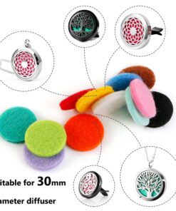 Maromalife 48PCS 22mm Replacement Refill Pads for 30mm Essential Oil Diffuser Necklace, Felt Pads for Aromatherapy Necklace Pendant Diffuser Bracelet Car Diffuser Vent Clip with 12 Colors, 0.87 Inch 12 71wXA0hgmjL