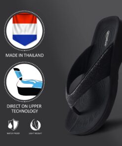 AEROTHOTIC Women's Comfortable Arch Support Summer Orthotic Flip Flops Sandals 9 Crystal Black 27 71wXJBxK7sS