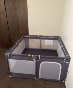 TODALE Baby Playpen for Toddler, Large Baby Playard, Indoor & Outdoor Kids Activity Center with Anti-Slip Base, Sturdy Safety Play Yard with Soft Breathable Mesh, Playpen for Babies(Gray,50”×50”) 50x50x27 Inch (Pack of 1) Grey 51 71wXf1KMkrL