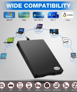 Chuanganzhuo Floppy Disk Reader,3.5 inch External USB Type C Floppy Disk Drive for PC,Laptop and Desktop Computer,Floppy disc Reader for Windows 11/10/8/7/2000/XP,Black 23 71wYxaw3wOL