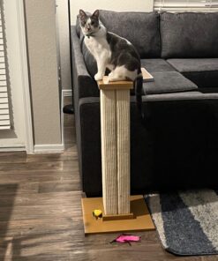 SmartCat Ultimate Scratching Post – Beige, Large 32 Inch Tower - Sisal Fiber, Simple Design - For All Cats Brown 56 71waX4rC4oL