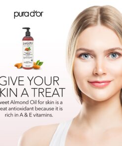 PURA D'OR 16 Oz Organic Sweet Almond Oil - 100% Pure & Natural USDA Certified Cold Pressed Carrier Oil - Hexane Free - Facial Polish, Full Body, Massages, DIY Base, For Face Skin & Hair, Men & Women 22 71wb8UNef4L 1