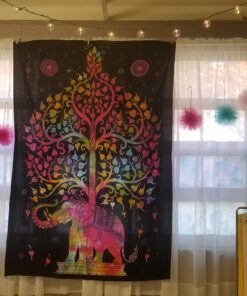 Marubhumi Psychedelic Mandala Hippy Tie Dye Tree of Life Room Decorations Tapestry Wall Hanging Tapestries (Multi Black, Twin Size, 85 x 55 Inch) Multi Black 32 71wcmc4oFGL