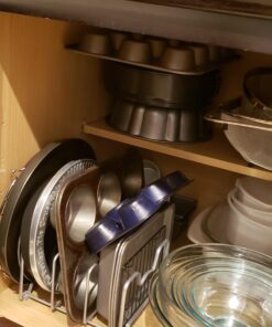 2 Pack - SimpleHouseware Kitchen Cabinet Pantry and Bakeware Organizer Rack Holder, Silver Sliver 39 71wdY x6 CL