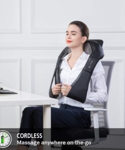 Snailax Cordless Massager - Shiatsu Neck and Shoulder Massager with Heat, Portable, Lumbar, Foot Electric Massage Pillow Black 24 71wduREgttL