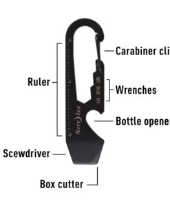 Nite Ize DoohicKey Keychain Multi Tool, Stainless-Steel 5-in-1 Multi Tool With Bottle Opener + Carabiner Clip, Black 1 Count (Pack of 1) 34 71wewSE4BTL