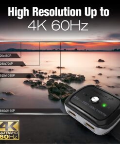 Fosmon 4K HDMI Switch 2 in 1 Out 4K@60Hz, 2-Port Bi-Directional HDMI 2.0 Switcher Splitter Hub UHD 3D HD 1080p HDCP, for HDTV, PS5/4, Xbox, Apple TV 2-Port / 4K@60Hz 22 71wf4I7xA8L