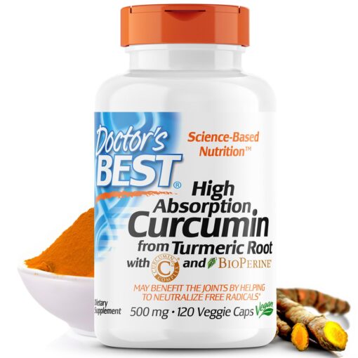 Doctor's Best DRB-00107 High Absorption Curcumin From Turmeric Root with C3 Complex & BioPerine 500mg (120 Capsules)