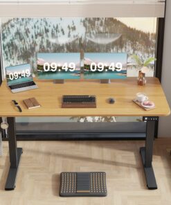 Furmax Electric Height Adjustable Standing Desk Large 55 x 24 Inches Sit Stand Up Desk Home Office Computer Desk Memory Preset with T-Shaped Metal Bracket, Maple 55 Inch 14 71wggYrYhKL