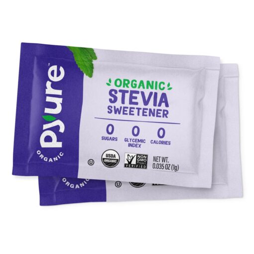 Pyure Organic Stevia Packets | Granulated Sugar Packets - White Sugar Substitute | Zero Carb, Zero Sugar, Zero Calorie Sweetener Packets | Plant-Based Stevia Packets for Keto Coffee | 1000 Count 1000 Count (Pack of 1)