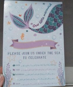 WERNNSAI Mermaid Party Invitations - 20 Set Magical Glitter Fill in Mermaid Invitations with Envelopes for Kids Girls Birthday Baby Shower Wedding Pool Mermaid Themed Party Supplies Mermaid-A 66 71wgzSAyu8L