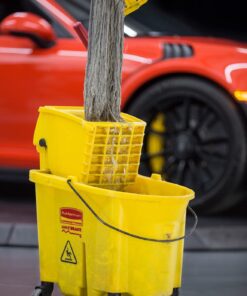 Rubbermaid Commercial Products WaveBrake 35 Qt. Side-Press Mop Bucket and Wringer Combo on Wheels, Yellow, for Professional/Industrial/Business Heavy-Duty Floor Cleaning/Mopping 65 71whBNUC8kL