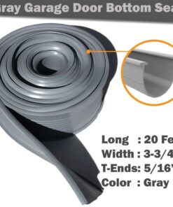 The 2021 Gray Garage Door Bottom Seal | 20 Foot, 3.5-3.75 Inch Width Garage Rubber Replacement Kit | T-Ends (1/4-5/16 Inch) Garage Door Weather Seal Threshold Strip | Easily Cut & Adapt to Doors 3.75 Inches 22 71wiCcsPypL 1