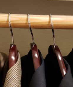 JS HANGER Wooden Suit Hangers, 6 Pack Extra-Wide Shoulder Wood Coat Hangers with Non Slip Pant Bar, Extra Smooth and Splinter Free Walnut Finish 28 71wioVhYPlL