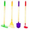 JustForKids Kids Garden Tool Set Toy, Rake, Spade, Hoe and Leaf Rake, reduced size , made of sturdy steel heads and real wood handle, 4-Piece, Multicolored, 5yr+ 60 71wjNay uBL