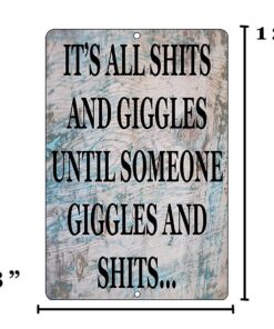 Rogue River Tactical Funny Sh%TS and Giggles Metal Tin Sign, 12x8 Inch, Wall Decor Man Cave Bar 12 71wjW1JL1xL
