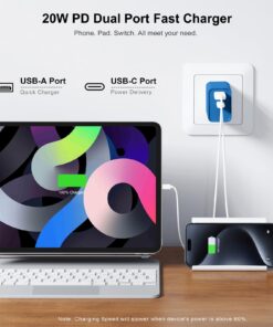 Alternative view of USB C Wall Charger, 3Pcs 20W PD + QC3.0 USBC Charger Block Super Fast Power Output Rapid Charging Box Wall Plug Cube for iPhone 14/15, Samsung Galaxy S21, Motorola, LG, Google Pixel 6Pro(Sea Blue) Sea Blue