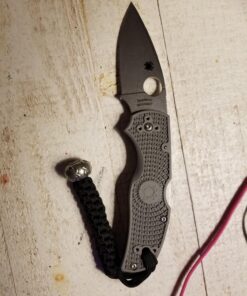 Spyderco - Black Landyard with Silver Round Bead - Box-Weave Pattern - BEAD2LY 7 71wm7IsjNIL