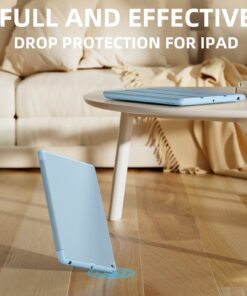 Akkerds Case Compatible with iPad 10.2 Inch 2021/2020 iPad 9th/8th Generation & 2019 iPad 7th Generation with Pencil Holder, Protective Case with Soft TPU Back, Auto Sleep/Wake Cover, Sky Blue 30 71wm8Air7NL