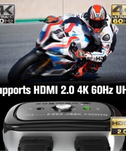Fosmon 4K HDMI Switch 2 in 1 Out 4K@60Hz, 2-Port Bi-Directional HDMI 2.0 Switcher Splitter Hub UHD 3D HD 1080p HDCP, for HDTV, PS5/4, Xbox, Apple TV 2-Port / 4K@60Hz 18 71wnY7swN4L