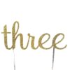CMS Design Studio Handmade 3rd Birthday Cake Topper Decoration - Three - Double Sided Gold Glitter Stock