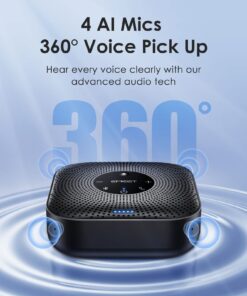 EMEET Conference Speakerphone M0 Plus, 4 AI Mics 360° Voice Pickup, Noise Reduction, USB C, Bluetooth Speakerphone for 8 People w/Daisy Chain for 16, Conference Speaker Compatible w/Leading Software Advanced M0 PLUS for 8 28 71wnroF6imL