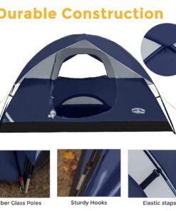 Pacific Pass 2/4/6 Person Family Dome Tent with Removable Rain Fly, Easy Setup for Camp Outdoor Navy Blue 4 Person 24 71wouXyLmpL