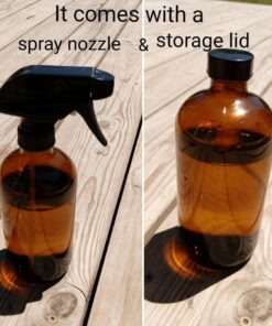 Empty Amber Glass Spray Bottle - Large 16 oz Refillable Container is Great for Essential Oils, Homemade Cleaning Products, Aromatherapy - Durable Black Trigger Sprayer w/ Mist and Stream Setting 40 71wpo lBQML