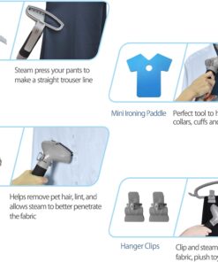 SALAV GS45-DJ Professional Upright Garment Steamer with Roll Wheels, Retractable Power Cord, Multi-Function Extra Wide Hanger, Foot Pedal Step On Control, Hanger Clips, Pants Press, Fabric Brush, & Mini Ironing Paddle, 1500 watts, Silver 26 71wr XFc7 L