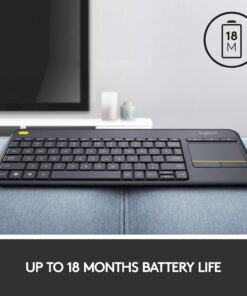 Logitech K400 Plus Wireless Touch With Easy Media Control and Built-in Touchpad, HTPC Keyboard for PC-connected TV, Windows, Android, Chrome OS, Laptop, Tablet - Black Floral 38 71wrAziwRKL