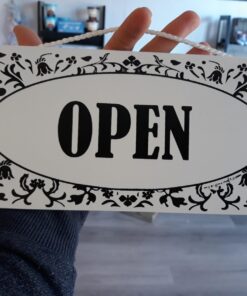 Alternative view of Open - Closed double sided sign for Indoor or Outdoor with nylon rope.