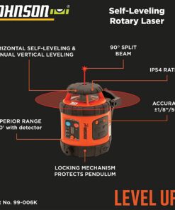 Johnson Level & Tool 99-006K Self Leveling Rotary Laser System Kit, Red, 1 Kit 13 71wsTsT2yXL