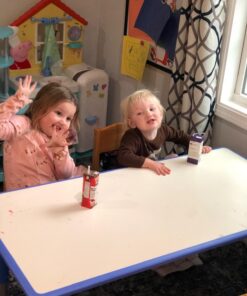 Flash Furniture Wren Adjustable Classroom Activity Table for School and Home, Rectangular Plastic Activity Table for Kids, 23.625" W x 47.25" L, Gray/Blue Blue Set of 1 41 71wsr UcDL