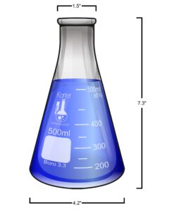 500ml Narrow Mouth Erlenmeyer Flask, 3.3 Borosilicate Glass, Karter Scientific 213G29 (Single) 500ml Pack of 1 8 71wtBXwqVaL