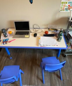 Flash Furniture Wren Adjustable Classroom Activity Table for School and Home, Rectangular Plastic Activity Table for Kids, 23.625" W x 47.25" L, Gray/Blue Blue Set of 1 33 71wv37PYCrL