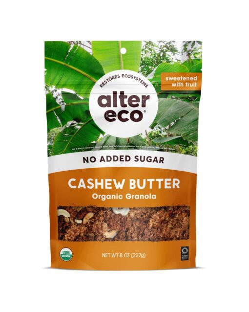 Alter Eco Cashew Butter Granola, Healthy, Organic Breakfast & Snack, Naturally Sweetened with Fruit, Vegan, No Artificial Sugars or Additives, Regeneratively-Farmed Oats (Cashew Butter - 3 Pack)