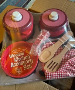 Melissa & Doug Deluxe Wooden Kitchen Accessory Set - Pots & Pans (8 pcs) , Green , H: 12 x W: 12 x D: 5 22 71wvzSQNIsL 2