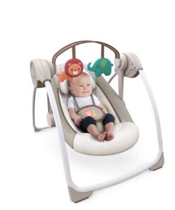 Alternative view of Ingenuity Soothe 'n Delight Compact Portable 6-Speed Plush Baby Swing with Music, Folds Easy, 0-9 Months 6-20 lbs (Cozy Kingdom) Cozy Kingdom