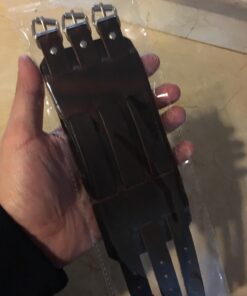 HZMAN Mens Genuine Leather Wide Triple Strap Cuff Wrap Gauntlet Wristband Buckle Fastening Arm Armor Cuff Brown 27 71wwHgfbGnL