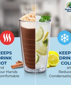 Insulated Drinking Glasses 16oz 4-pack - Made in USA Great for Iced Coffee & Hot Drinks, Clear Double Wall Plastic Tumbler Cups, Microwave, Freezer & Top Rack Dishwasher Safe Reusable Cups Clear - 16 oz 16.0 ounces 20 71wwy8FRfL 1