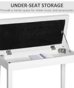 HOMCOM Piano Bench, Duet Piano Chair with Faux Leather Padded Cushion and Wooden Frame, Button Tufted Keyboard Bench, White Country White 37 71wx A8nqL