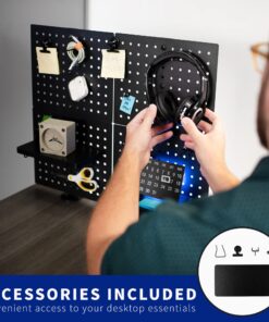 VIVO Steel Clamp-on Desk Pegboard, 24 x 20 inch Privacy Panel, Magnetic Peg Board, Office Accessory Organizer, Above or Below Desk Placement, Black, PP-DK24B 24" 20 71wx17FubL