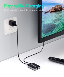 Aisidra Bluetooth Transmitter Receiver V5.0 Bluetooth Adapter for Audio, 2-in-1 Bluetooth AUX Adapter for TV/Car/PC/MP3 Player/Home Theater/Switch, Low Latency, Pairs 2 Devices Simultaneously Black 24 71wxIqcN69L